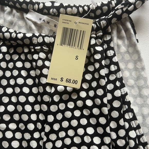MAX STUDIO - BLACK/WHITE POLKA-DOT SLEEVELESS CAREER KNIT TOP BLOUSE - WOMENS S - Picture 5 of 7